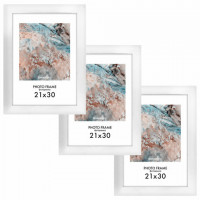 Рамка 21*30см небьющаяся, КОМПЛЕКТ 3шт, багет 29 мм, МДФ, BRAUBERG "Basic", белая, 391260