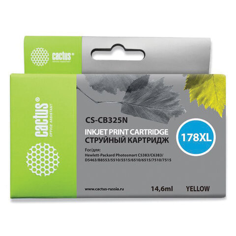 Картридж струйный CACTUS (CS-CB325N) для HP Photosmart D5400, желтый, CS-CB325(N) по низкой цене оптом 
