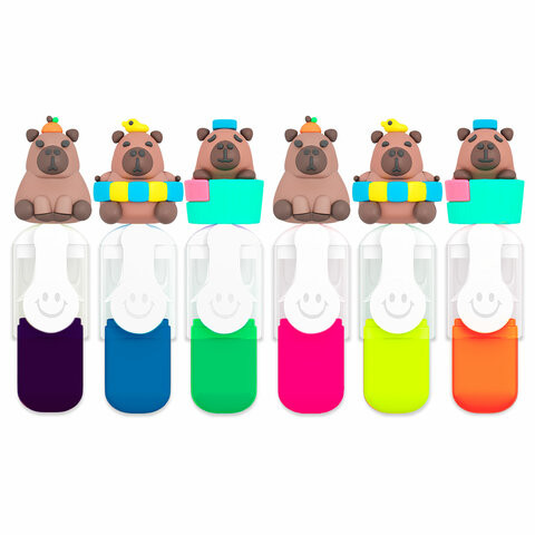 Набор текстовыделителей с топперами 6 ЦВЕТОВ НЕОН, "КАПИБАРЫ", линия 1-4 мм, FUNSTER (ФАНСТЕР), 152646 по низкой цене оптом 