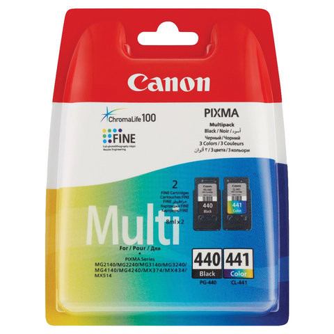 Картридж струйный CANON (PG-440/CL-441) PIXMA MG2140/MG3140, черный и цветной, 180 станиц, оригинальный, 5219B005 по низкой цене оптом 