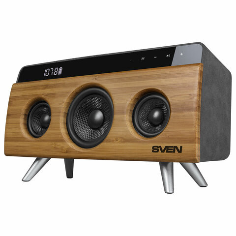 Колонка портативная SVEN HA-930, 2.0, 30 Вт, Bluetooth, FM, USB, LED-дисплей, бамбук,, SV-019068 по низкой цене оптом Краснодар, Москва, Уфа, Казань, Барнаул, Владивосток, Хабаровск, Сахалин, Красноярск, Екатеренбург, 