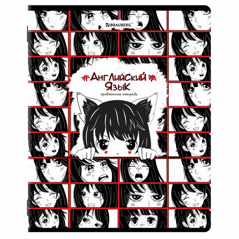 Тетрадь предметная "ANIME" 48л, глянцевый лак, АНГЛИЙСКИЙ ЯЗЫК, клетка, BRAUBERG, 404534 по низкой цене оптом 