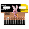 Батарейки КОМПЛЕКТ 12 шт, DURACELL Basic, AAA (LR03, 24А), алкалиновые, мизинчиковые, блистер по низкой цене оптом 