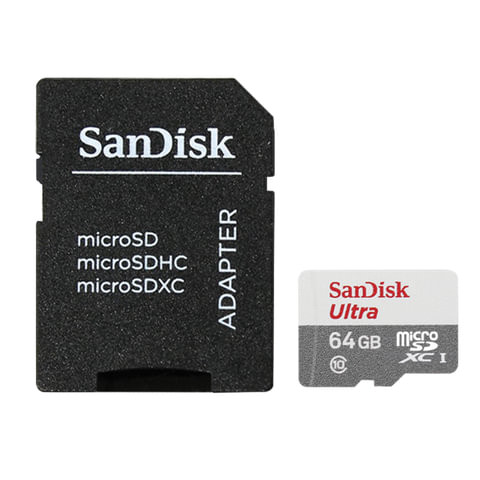 Карта памяти microSDXC, 64 GB, SANDISK Ultra UHS-I U1, 80 Мб/сек (class 10), адаптер, QUNS-064G-GN3MA по низкой цене оптом 