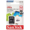 Карта памяти microSDXC, 64 GB, SANDISK Ultra UHS-I U1, 80 Мб/сек (class 10), адаптер, QUNS-064G-GN3MA по низкой цене оптом 