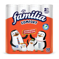 Бумага туалетная быт., спайка 32 шт., 2-слойная (32х14,8 м), FAMILIA COMFORT, белая,, 5085067