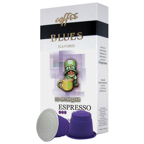 Кофе в капсулах BLUES "По-ирландски" для кофемашин Nespresso, 10 порций, 4600696101058 по низкой цене оптом Кофе в капсулах BLUES "По-ирландски" для кофемашин Nespresso, 10 порций, 4600696101058 по низкой цене оптом