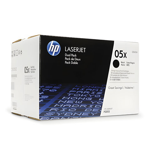 Картридж лазерный HP (CE505XD) HP LaserJet P2055, №05X, КОМПЛЕКТ 2 шт., оригинальный, ресурс 2 х 6500 страниц по низкой цене оптом 