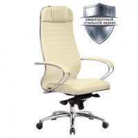 Кресло офисное МЕТТА "SAMURAI" KL-1.04, кожа, бежевое