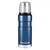 Термос 0,6л DARKBLUE, нержавеющая сталь SUS304, молотковая эмаль, крышка/кружка, синий, BOOMHOUSE (БумХаус), 700309