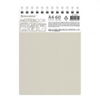 Блокнот МАЛЫЙ ФОРМАТ А6, 60 л., BRAUBERG, силиконовый гребень, обложка пластик, клетка, бежевый, 117563
