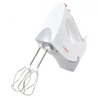 Миксер BOSCH MFQ 3540, 450Вт, 5 скоростей, 2 венчика, 2 крюка для теста, стакан, белы, MFQ3540