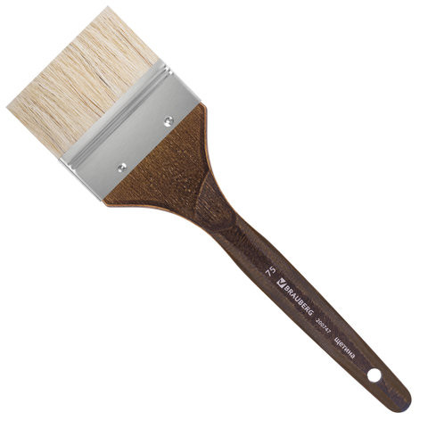 Кисть художественная профессиональная BRAUBERG ART CLASSIC, щетина, флейц, № 75, короткая ручка, 200747 по низкой цене оптом 