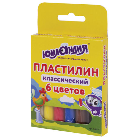 Пластилин классический ЮНЛАНДИЯ "ЮНЛАНДИК-СКУЛЬПТОР", 6 цветов, 120 г, ВЫСШЕЕ КАЧЕСТВО, 105028 по низкой цене оптом 