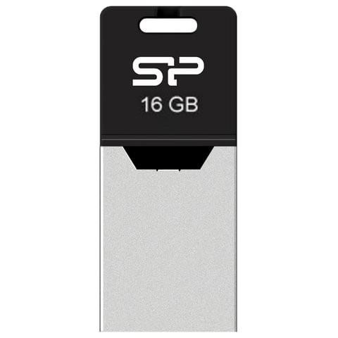 Флеш-диск 16 GB, SILICON POWER Mobile X20, OTG+USB 2.0, металлический корпус, черный, SP16GBUF2X20V1K по низкой цене оптом Краснодар, Москва, Уфа, Казань, Барнаул, Владивосток, Хабаровск, Сахалин, Красноярск, Екатеренбург, 