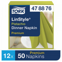 Салфетки бумажные нетканые сервировочные TORK LinStyle Premium, 39х39 см, 50 шт., фисташковые, 478876