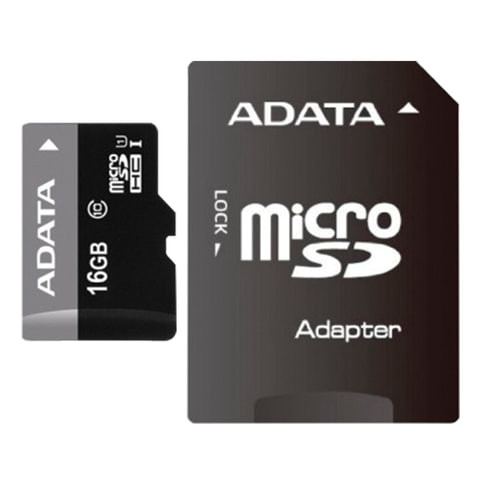 Карта памяти micro SDHC, 16 GB, A-DATA Premier, 50 Мб/сек. (class 10), с адаптером, AUSDH16GUICL10 по низкой цене оптом 