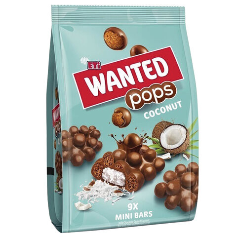 Батончики WANTED "Pops Coconut", молочный шоколад с кокосовой начинкой, 126 г, 37755 (3755) по низкой цене оптом 