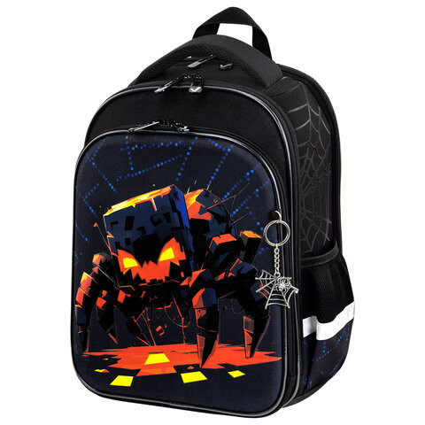 Ранец BRAUBERG QUADRO, 3 отделения, с брелком, Fire spider, 37х28х18 см, 273106 по низкой цене оптом 