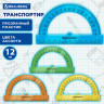 Транспортир 12 см, 180 градусов, BRAUBERG, прозрачный, неоновый, ассорти, 210849 по низкой цене оптом 