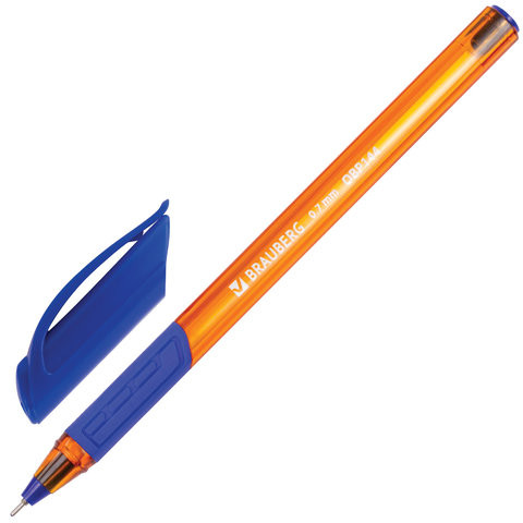 Ручка шариковая масляная BRAUBERG "Extra Glide GT Tone Orange", СИНЯЯ, узел 0,7 мм, линия письма 0,35 мм, 142923 по низкой цене оптом Краснодар, Москва, Уфа, Казань, Барнаул, Владивосток, Хабаровск, Сахалин, Красноярск, Екатеренбург, 