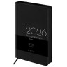 Ежедневник датированный 2026 А5 138x213мм BRAUBERG "Vista", под кожу твердый, "Black", 117460 по низкой цене оптом 