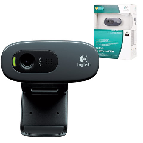 Веб-камера LOGITECH C270, 1/3 Мпикс., микрофон, USB 2.0, черная, регулируемый крепеж по низкой цене оптом Краснодар, Москва, Уфа, Казань, Барнаул, Владивосток, Хабаровск, Сахалин, Красноярск, Екатеренбург, 
