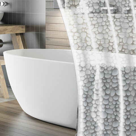 Штора для ванной комнаты WET STONES с 3D эффектом водонепроницаемая, 180х180см, LAIMA HOME по низкой цене оптом 