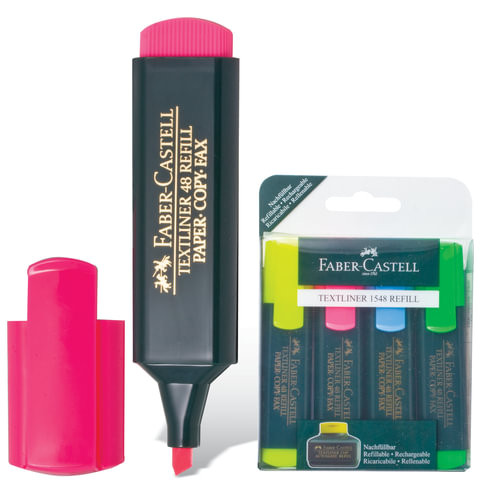 Набор текстовыделителей FABER-CASTELL 4 шт., АССОРТИ, "1548", линия 1-5 мм, 154804 по низкой цене оптом 