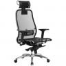 Кресло офисное МЕТТА "SAMURAI" S-3.04, с подголовником, сверхпрочная ткань-сетка, черное
