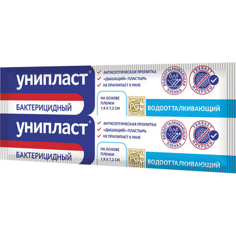 Лейкопластырь бактерицидный УНИПЛАСТ, полоска 1,9х7,2 см, пленочная основа, 20024390 по низкой цене оптом 