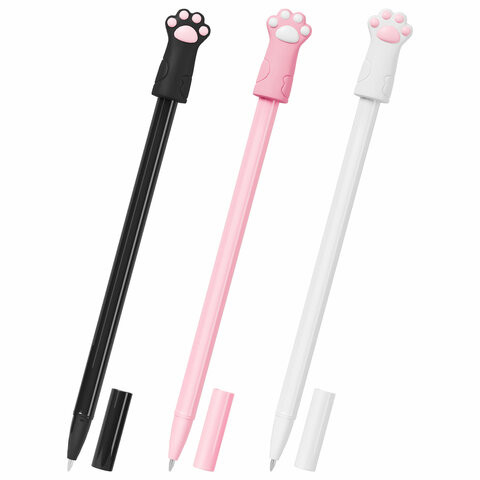 Ручка с топпером шариковая масляная FUNSTER "CAT PAWS", СИНЯЯ, корпус ассорти, пишущий узел 0,7 мм, линия письма 0,35 мм,144369 по низкой цене оптом 