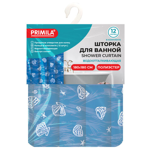 Шторка для ванной ПОЛИЭСТЕР, 180х180см, кольца в комплекте, МОРЕ, PRIMILA, 700077 по низкой цене оптом Шторка для ванной ПОЛИЭСТЕР, 180х180см, кольца в комплекте, МОРЕ, PRIMILA, 700077 по низкой цене оптом
