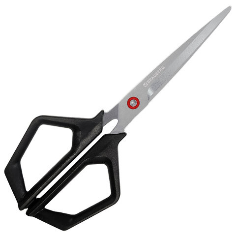 Ножницы BRAUBERG "Super black" 170 мм, черные, 3-х сторонняя заточка, ручки из ABS пластика, 238854