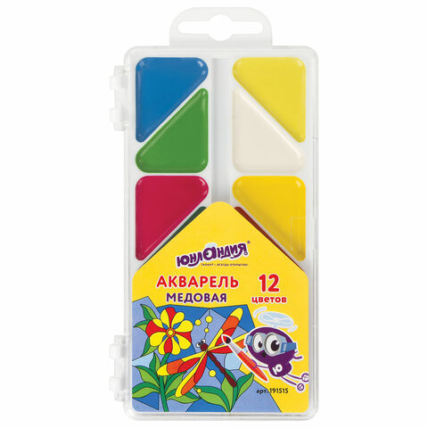 Краски акварельные ЮНЛАНДИЯ "МОЗАИКА", медовые, 12 цветов, КЛАССИЧЕСКИЕ, пластик, 191515 по низкой цене оптом 