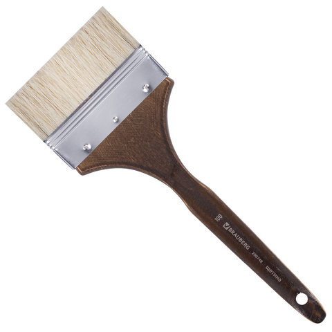 Кисть художественная профессиональная BRAUBERG ART CLASSIC, щетина, флейц, № 100, короткая ручка, 200748 по низкой цене оптом 