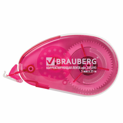 Корректирующая лента BRAUBERG "Maxi", увеличенная длина 5 мм х 25 м, белый/красный корпус, блистер, 225593 по низкой цене оптом 