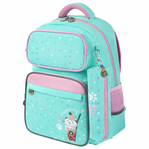 Рюкзак ЮНЛАНДИЯ COMPLETE, с пеналом в комплекте, эрго-спинка, "Yummy cat", 42х29х14 см, 270663 по низкой цене оптом Краснодар, Москва, Уфа, Казань, Барнаул, Владивосток, Хабаровск, Сахалин, Красноярск, Екатеренбург, 