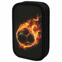 Пенал ЮНЛАНДИЯ, 3 отделения, картон с эффектом soft-touch, 19х11 см, Fire ball, 273501