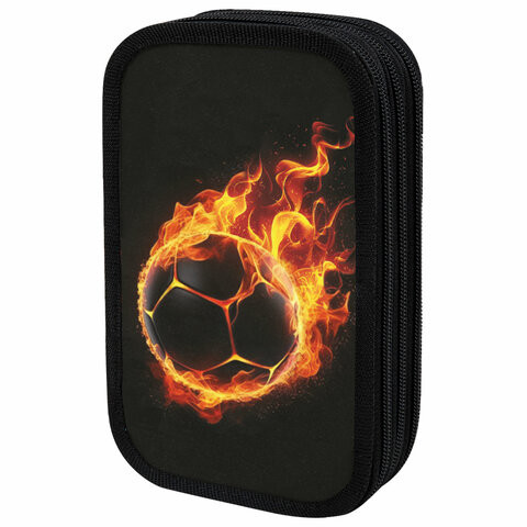 Пенал ЮНЛАНДИЯ, 3 отделения, картон с эффектом soft-touch, 19х11 см, Fire ball, 273501 по низкой цене оптом 