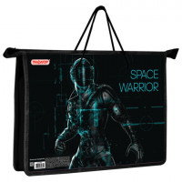 Папка на молнии с ручками ПИФАГОР А4, 1 отделение, пластик, ручки-шнурок, "Space warrior", 270866