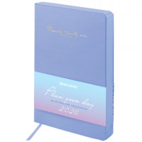 Ежедневник датированный 2026 А5 138x213мм BRAUBERG Pastel, под кожу гибкий, синий, 117461