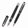 Набор ручек подарочных BRAUBERG Duetto, СИНИЕ, 2 шт: шариковая, перьевая, черный с хромированными деталями, 143478 по низкой цене оптом 