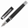 Набор ручек подарочных BRAUBERG Duetto, СИНИЕ, 2 шт: шариковая, перьевая, черный с хромированными деталями, 143478 по низкой цене оптом 