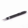 Набор ручек подарочных BRAUBERG Duetto, СИНИЕ, 2 шт: шариковая, перьевая, черный с хромированными деталями, 143478 по низкой цене оптом 
