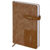Ежедневник недатированный А5 138х213мм BRAUBERG "Cowboy", под кожу, застежка 160л, коричневый, 116198