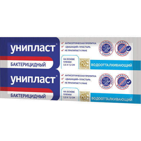 Лейкопластырь бактерицидный УНИПЛАСТ, полоска 2,5х7,2 см, пленочная основа, 20024391 по низкой цене оптом 