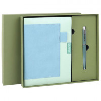 Ежедневник в наборе с ручкой А5 144x210мм BRAUBERG "Style" под кожу, 160 листов, зелёный, 116863