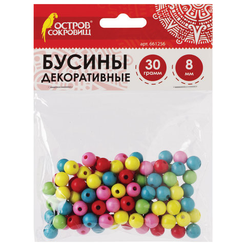 Бусины для творчества "Шарики", 8 мм, 30 грамм, 5 цветов, ОСТРОВ СОКРОВИЩ, 661256 по низкой цене оптом 