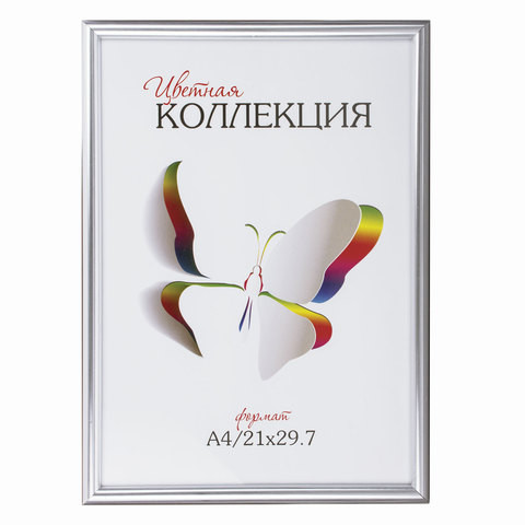 Рамка бизнес-класса 21х30 см, пластик, багет 11 мм, серебро, стекло, 6112/6605 по низкой цене оптом 